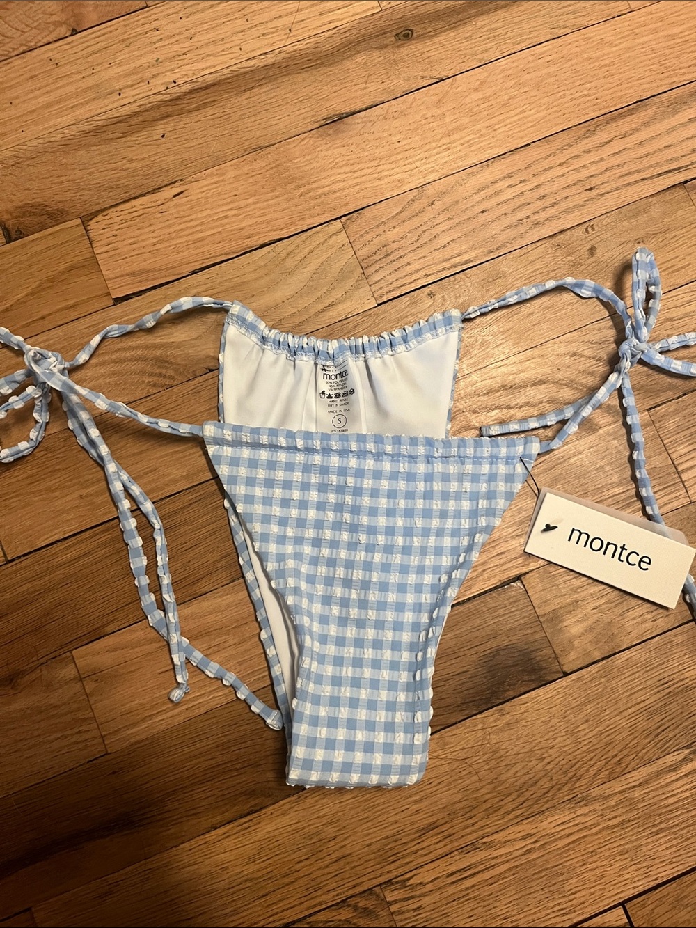 Montce Light Blue Gingham Tie Bikini Set - Picture 3 of 8